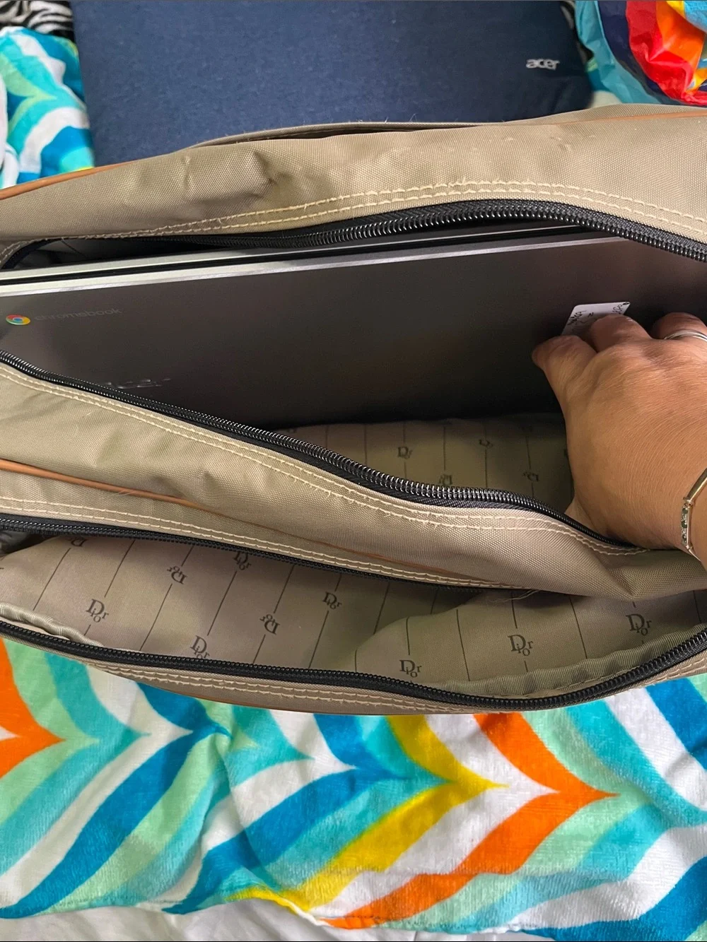 Dior Olive Messenger Bag with Tan Trim